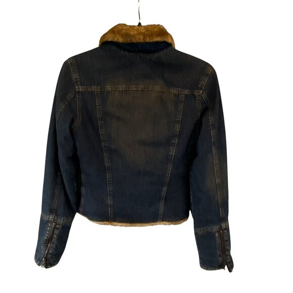 Guess Y2K Women's Denim Jacket Faux Fur Collar Sherpa Lined Vintage Size Small - Picture 7 of 12
